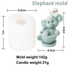 Moldes de Vela de Silicone em 3D de Urso de Pelúcia, DIY Xícara de Café em Formato de Urso, Moldes de Vela, Sabonete, Pequeno Elefante, Artesanato em Gesso e Resina, Ferramenta de Fabricação de Cera, Decoração Doméstica
