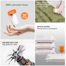 迷你气泵，超强充气床垫气泵，AA电池供电，小型电动气泵，适用于充气和放气充气物品，如充气床垫、泳池漂浮物、真空收纳袋、充气床、游泳圈等。 - 橘色 - 查看 4