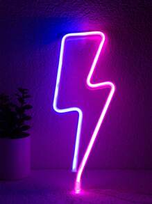 1pc Lightning Neon Light, Multi-Color Lighting, LED Atmosphere Lamp, Personalized Shaped Lamp For Room Decor, Bedside/Desk Decor, Boys Bedroom Decor, Powered By USB 5V 1A Or 3 AA Batteries (Batteries Not Included)