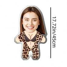 1个可定制豹纹照片娃娃抱枕，经典风格季节性装饰抱枕，送给她的独特礼物，完美的圣诞礼物，可机洗，数码印花 - 上傳圖片客製化抱枕 - 查看 11