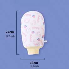 1 pièce Gant de bain double face pour bébé avec motif de dessin animé. Un côté en forme de fleur de bain pour un lathérage riche, l'autre côté en sable fin pour le frottage. Outils de bain multifonctionnels pour bébé.