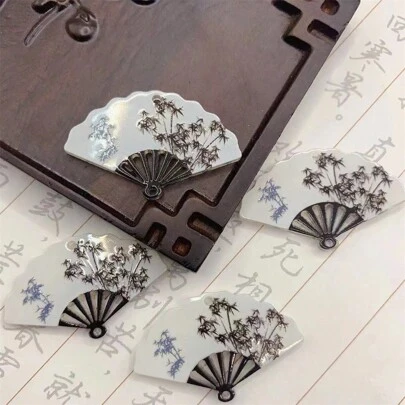 5/10 件中国水墨竹叶形树脂吊坠，适用于 DIY 发夹、流苏、耳环、珠宝配饰