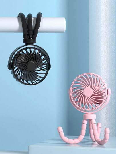 Mini bärbar bilfläkt - 3-växlad uppladdningsbar fläkt med klämma och 360° flexibelt stativ, tyst handhållen kylfläkt för barnvagn, bilbarnstol och utomhusresor
