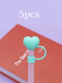 5 pièces de couvre-pailles personnalisés avec nom, bouchon de paille en silicone souple de grand diamètre 10 mm, forme de cœur, bouchon anti-poussière, couvercle de protection des pailles, compatible avec tasse, bouteille d'eau, multifonctionnel, durable, ornemental, anti-moisissure, adorable, de haute qualité, mignon, personnalisé, unique, pour elle, petite amie, famille, amis, fils, étudiants, travailleurs, enfants, pour anniversaires, mariages, remises de diplômes, pendaison de crémaillère