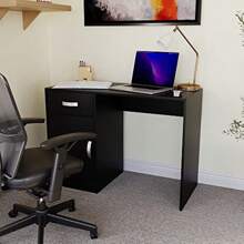 Hudson Computer Desk With Awer And Door Home Office PC Laptop Table Gaming Study Workstation Storage Cupboard Furniture Black - Black1 - View 1