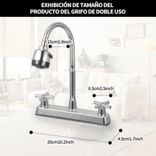 2 Handles Kitchen Sink Mixer Tap, Flexible Neck Kitchen Sink Faucet, 2 Handle RV Kitchen Faucets, Modern Stainless Steel Kitchen Faucet(2 Handles/1 Handles) - 2 Asas - View 7