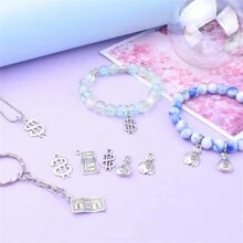 20/50 Stücke antik-silberne Dollar-Zeichen Anhänger, verdeckte Legierung Geldtasche Anhänger, 100 Dollar Schein Anhänger zum Selbermachen von Armbändern, Halsketten und Schmuck, 5 Stile