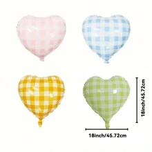 Balon în formă de inimă, carouri, 4/8/10 buc, 45 cm, culoare macarons galben/roz/albastru/roșu/verde, potrivit pentru petrecere de ziua de naștere, Ziua Îndrăgostiților, nuntă, aniversare, petrecere burlăciță, decor de Ziua Recunoștinței, interior și exterior - Multicolor - Vizualizare 11