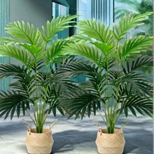 2 Pieces UV Resistant Artificial Palm Tree 25.59 Inches - Real Touch Artificial Greenery, Suitable For Home And Office Decoration, Perfect For Weddings, Easter, Mother's Day - Indoor/Outdoor Use, Container Free Gifts Birthday Graduation,Fake Plants