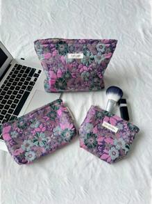 1 PC/Set Purple Small Flowers Portable Retro Style Makeup Bag,Fashionable Casual Stylish Portable Make Up Bag,Makeup Bags,Makeup Bag Small,Makeup Case,Cute Makeup Bag,Cosmetic Bags,Sanitary Napkins,Pouch Pads,Air Pods,Wired Earphone,Charger,Headphones,Makeup Travel Bag ,Skincare Bag,Make Up Bags For Women,Candy,Nurses,School Girls,Holiday Gift.
