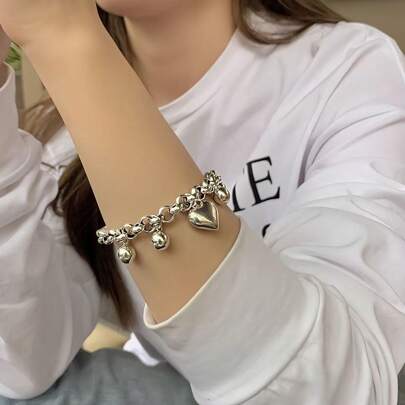 New Sterling Silver Love Ball Bracelet For Women Ins High-End Fashion Versatile Multi-Pendant Niche Personalized Simple Hand Decoration