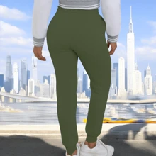 JOGGER AFELPADO LISO CASUAL CON BOLSAS IDEAL PARA TODO TIPO DE ACTIVIDAD     (F1B) - Verde militar - Ver 2