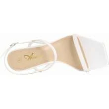 Athlefit Women's Chic Strappy High Heels Square Open Toe Sandals Ankle Strap Fashion Dressy Wedding Party Shoes - 白色 - 查看 3