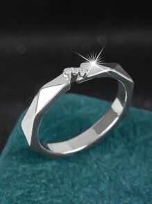 1 st. Elegante asymmetrische rand brede eternity band ring met synthetische kubieke zirkonia, veelzijdig ontwerp voor mannen en vrouwen, geschikt voor dagelijks gebruik, bijeenkomsten, cadeaus voor de feestdagen en geliefden