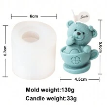 Moldes de Vela de Silicone em 3D de Urso de Pelúcia, DIY Xícara de Café em Formato de Urso, Moldes de Vela, Sabonete, Pequeno Elefante, Artesanato em Gesso e Resina, Ferramenta de Fabricação de Cera, Decoração Doméstica
