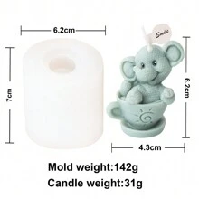Moldes de Vela de Silicone em 3D de Urso de Pelúcia, DIY Xícara de Café em Formato de Urso, Moldes de Vela, Sabonete, Pequeno Elefante, Artesanato em Gesso e Resina, Ferramenta de Fabricação de Cera, Decoração Doméstica