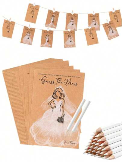 40pcs/20pcs/10pcs Bridal Shower Games Cards, Including 20pcs/10pcs/5pcs Game Cards And 20pcs/10pcs/5pcs Water Soluble Pencils, DIY Wedding Game Cards Set, Fun Wedding Party Games, Suitable For Bachelorette Party, Bridal Shower, Valentine's Day Party, Wedding Decoration Party Supplies