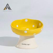 shuo ni mao yi Cat Bowl Ceramic Cat Food Bowl Dog Bowl Food Bowl Cat Bowl Rice Bowl High Footed Dog Drinking Bowl Diagonal Mouth Large Bowl Pet Specific