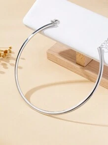 1pc Minimalist Copper Tube Metal Adjustable Necklace, Women Jewelry, Imported