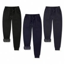 2-Piece Men's Winter Warm Fur-Lined Fleece Joggers Sweatpants, Soft, Cozy, Comfortable, Thermal, Stylish, Perfect For Cold Weather, Casual Wear, Outdoor Activities, Lounge, Travel, Gym, And Everyday Comfort