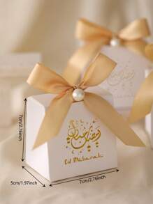 20pcs Happiness Ramadan Eid Mubarak Favor Boxes Treat Candy Box Party Favors Eid Mubarak Goodie Chocolates Biscuit Boxes