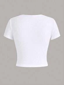Women's Short Sleeve English Print T-Shirt - White - View 2