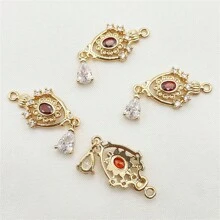 5pcs Vintage Elegant Copper Zirconia Hollowed Water Drop Pendant DIY Jewelry Accessories, Earrings, Necklaces, Hair Clips, Court Style