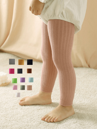 1pc Girls Wide Stripe Ankle Length Solid Leggings, Soft & Comfortable Tights For Babies, Boys & Girls, In Multiple Colors, Suitable For 0-7 Years Old, Autumn/Winter