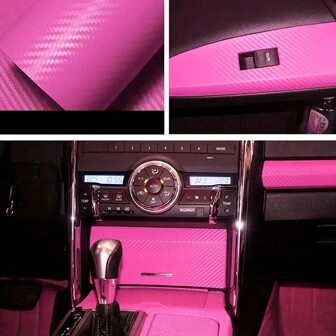 Película envolvente de PVC de fibra de carbono rosa 2D para automóviles y motocicletas - Película exterior duradera de PVC, autoadhesiva para cambio de color de la carrocería del automóvil, carcasa de portátil, decoración de estuche de teléfono