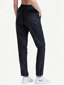 HOTSUIT 女士桑拿运动裤，带口袋，全长款——春季健身运动必备 | 运动裤，完美的情人节礼物 - 黑色 - 查看 2