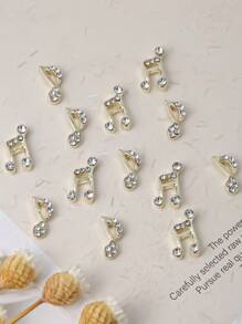 新年美甲音乐符号美甲饰品金银美甲艺术装饰 10 件 3D 合金音符 DIY 美甲宝石礼物适合女孩手机壳鞋子衣服包包工艺品美甲用品 - 彩色 - 查看 3