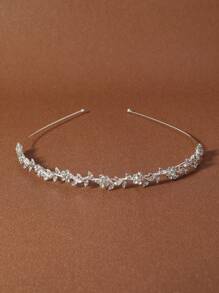 1pc White Metal Headband, Elegant Princess & Goddess Headpiece, Bridal Crown Valentine's Day Accessories,Wedding Hair Accessories - Silver - View 2