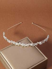 1pc White Metal Headband, Elegant Princess & Goddess Headpiece, Bridal Crown Valentine's Day Accessories,Wedding Hair Accessories - Silver - View 1