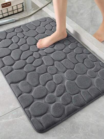 Alfombra de baño de espuma de memoria con diseño de adoquines, alfombras de baño súper absorbentes y lavables a máquina