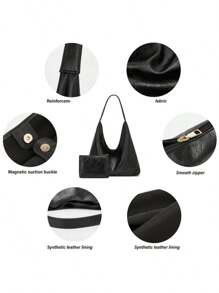 New Tote Bag 100 Hand Bill Of Lading Shoulder Women's Bag Retro Simple Large Bag Tote Bag - 玫紅色 - 查看 8