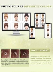 Women's Synthetic Bangs Hairpiece, Straight Hair Versatile Brown & Black French Curtain Fringe With Temples, High Temperature Fiber, Clip In Front Hair Extensions Natural Bangs Hairpieces Suitable For All People