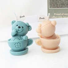 Moldes de Vela de Silicone em 3D de Urso de Pelúcia, DIY Xícara de Café em Formato de Urso, Moldes de Vela, Sabonete, Pequeno Elefante, Artesanato em Gesso e Resina, Ferramenta de Fabricação de Cera, Decoração Doméstica