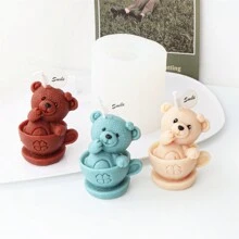 Moldes de Vela de Silicone em 3D de Urso de Pelúcia, DIY Xícara de Café em Formato de Urso, Moldes de Vela, Sabonete, Pequeno Elefante, Artesanato em Gesso e Resina, Ferramenta de Fabricação de Cera, Decoração Doméstica