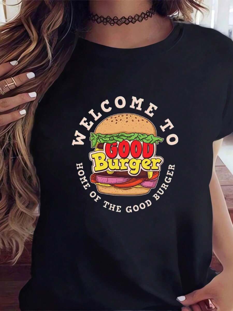 Good Burgers Print Shirt T-Shirt Casual Short Sleeve Top