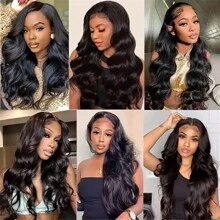 U Part Wigs Body Wave Brazilian Virgin Human Hair Wigs For Women Upgrade U Part Wigs Glueless Wigs Full Head Clip In Half Wig U Shape Wigs 180% Density Natural Color 16-34Inch - Black - View 8