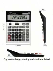 Desk Calculator 12 Digit Extra Large LCD Display, Touch Comfortable With Big Buttons, PXY Two Way Power Battery And Solar Standard Function Office Calculators