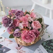半束仿真尤加利丝绸花束，假植物装饰，适用于房间、秋季餐桌摆饰、新娘捧花、婚礼装饰、DIY花环、生日派对、家居、客厅、花瓶、户外花园、情人节、新年礼物 - 彩色 - 查看 12