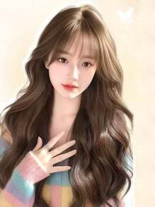 橙色圣诞卷发假发全头，女士轻盈透气自然日常角色扮演假发 - 彩色 - 查看 3