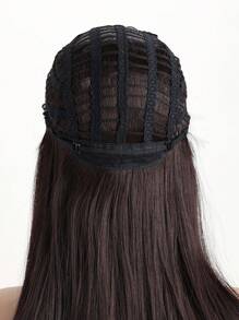 Perruque mi-longue bouclée brune en fibre synthétique de 16 pouces avec frange, convenant pour le port quotidien, les festivals, les danses, les costumes, les fêtes