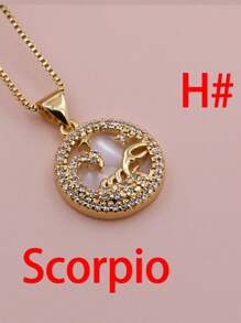 Micro Pavê, Micro Pavê, Charme de Concha de Luxo CZ, Charme das Doze Constelações, Pingente do Zodíaco para DIY Astrology Metal Handmade Colar
