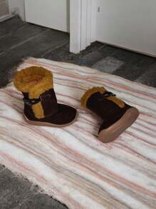 Botas cortas para niños y niñas, botas de invierno con suela antideslizante - Café integral - Ver 2
