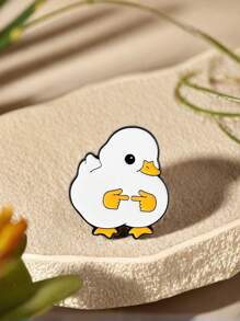 1 件创意卡通可爱搞笑鸭子抽象艺术胸针，古怪动物金属别针，时尚珠宝配饰，适合休闲装、学生背包、服装装饰、礼物 - 黑色 - 查看 3