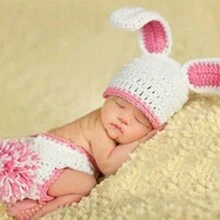2pcs Newborn Photography Prop Animal Costume Outfits, Classic Knitted Baby Shower Easter Gift Sthings For Girls/Boys