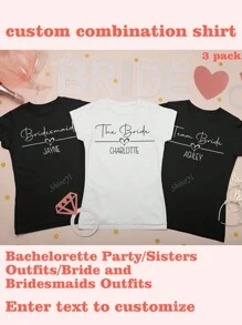 Customizable Bachelorette Party Shirts, Bridal Party Shirts, Bachelorette Party T-Shirts, Personalized Bachelorette T-Shirts, Fitted Shirts For Bachelorette Parties - Add Your Own Text (Name/Partner Name/Message/Anniversary Date/Internet Meme) To Design Your Own Personalized Print On Fitted Shirts Ideal Gifts For Her, Family, Friends, Pink Girls, For Holiday, For Vacation, For Anniversaries