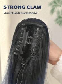 Claw Ponytail Extension 18-20 Inch Ombre Blue Natural Wave Wavy Soft Natural Looking Heat Resistant Fiber Synthetic Hairpiece For Women Daily Use - Multicolor - View 5